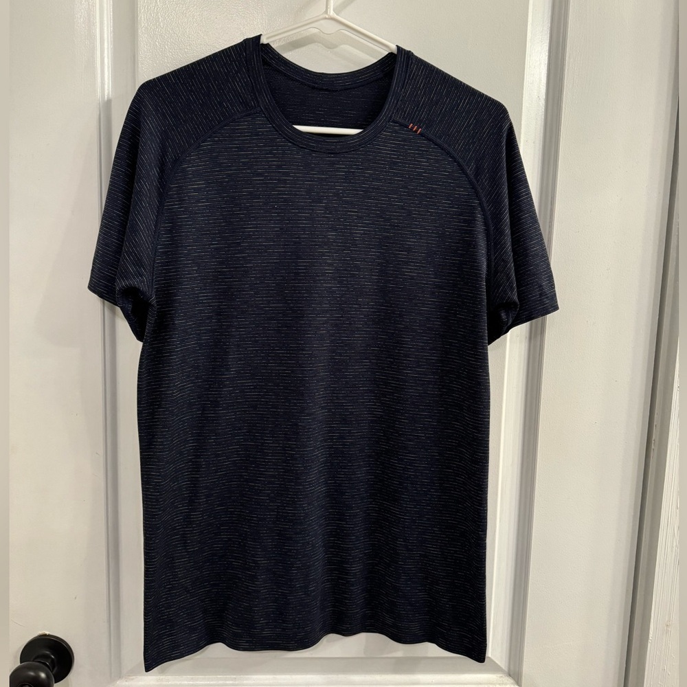 Lululemon Metal Vent Tech Short Sleeve Nautical Navy Black Orange Small